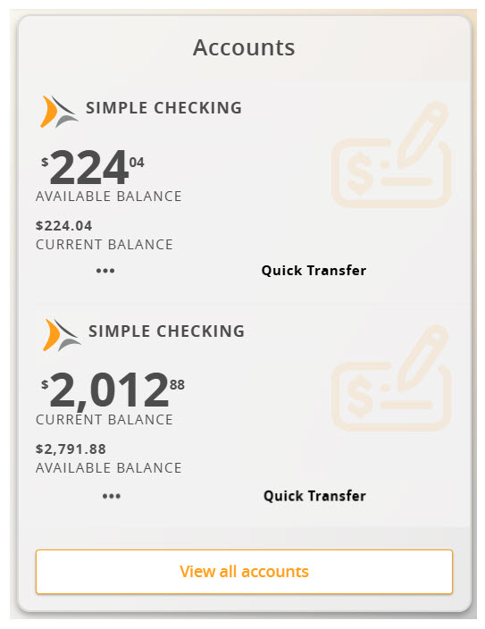 View all accounts button close up