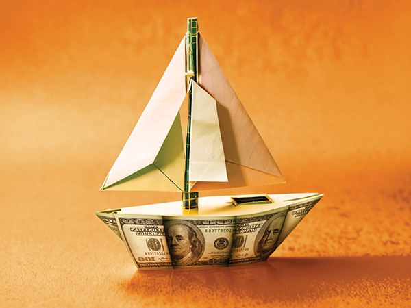 a boat made out of money