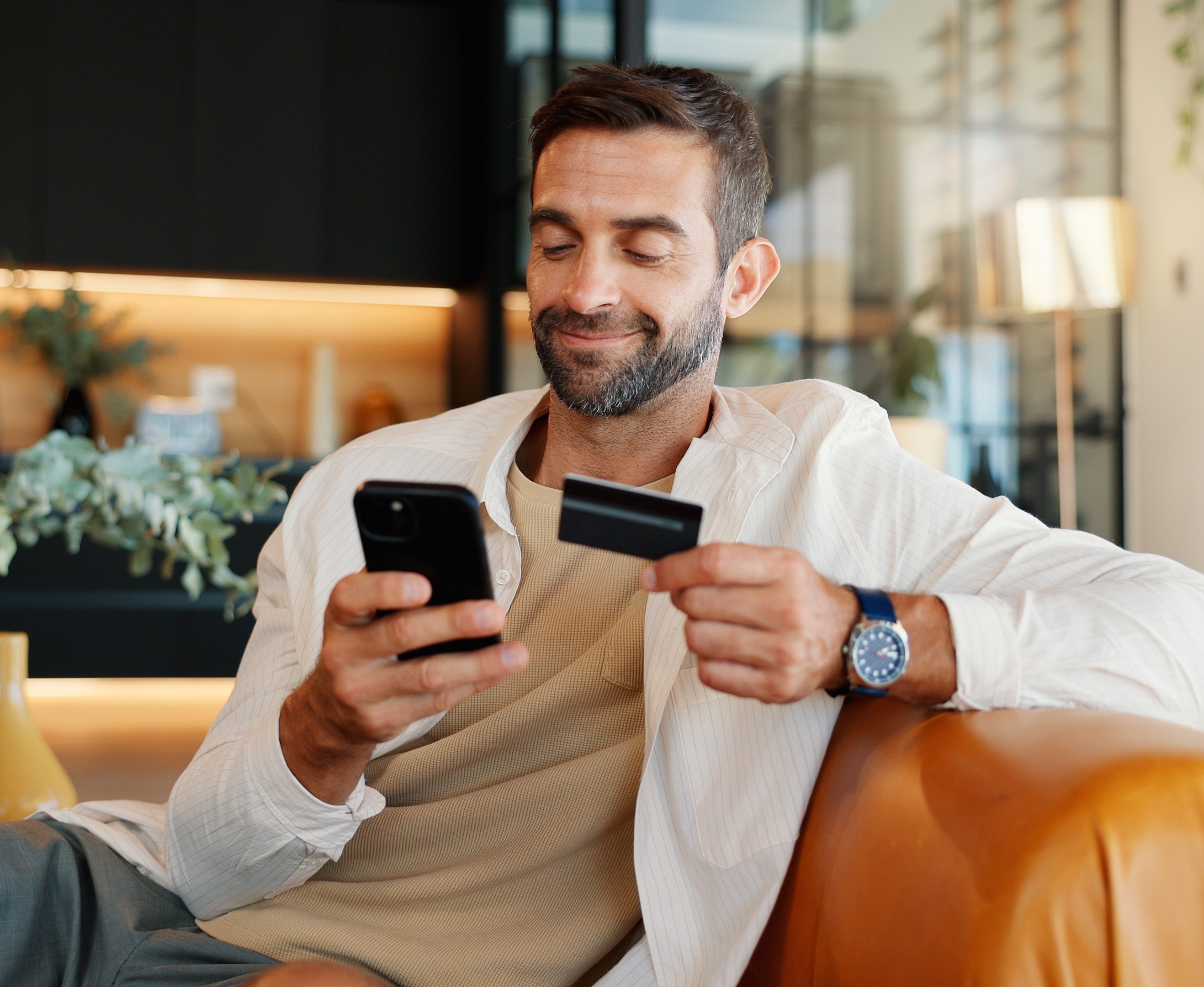 Man opening a checking account online