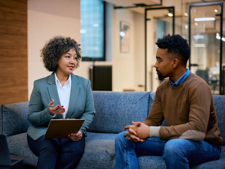 Banking partner helping a client